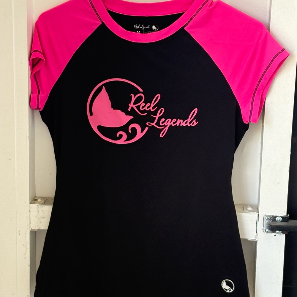 Reel Legends Vibrant Pink and Black surf shirt